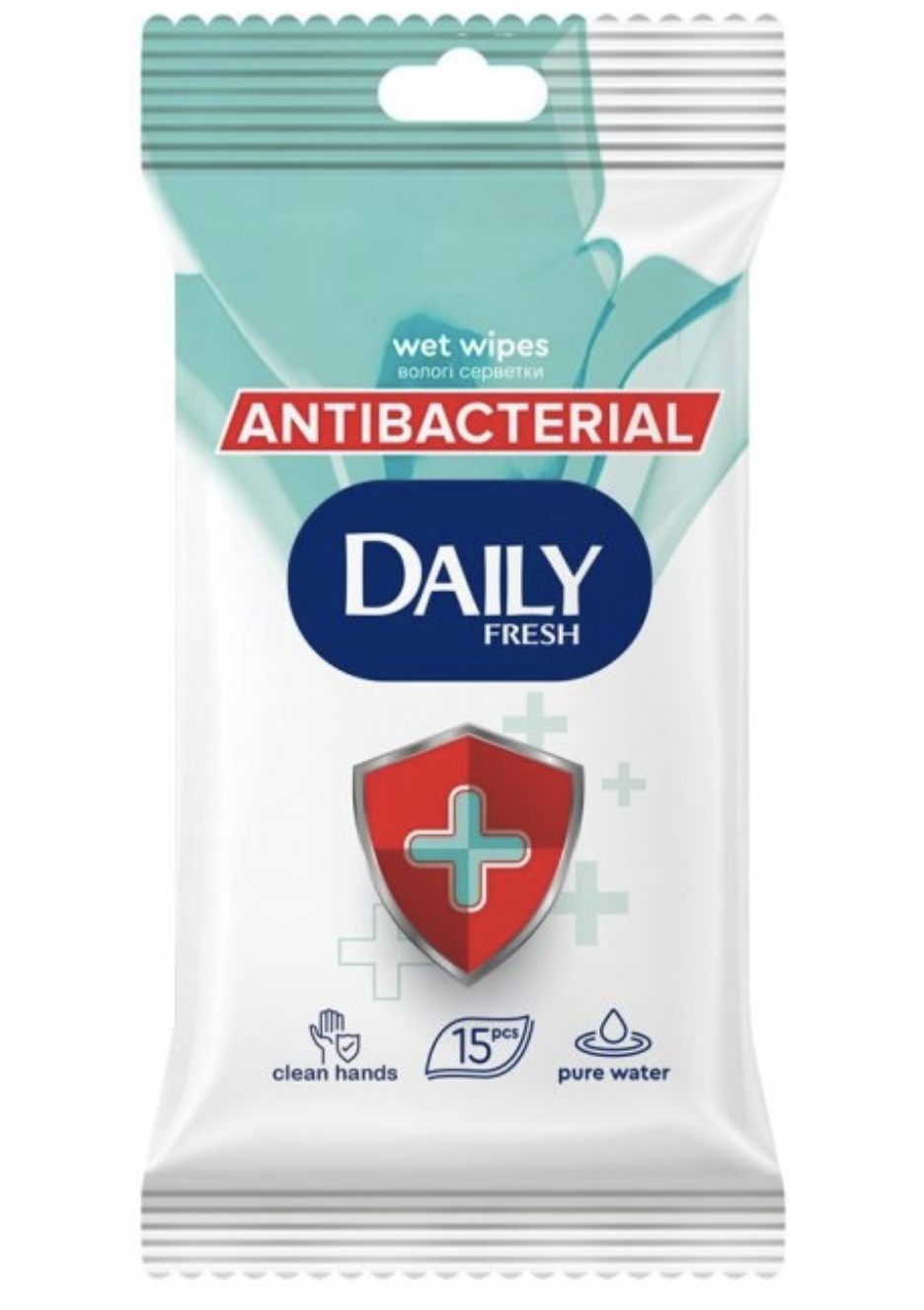 Серветка волога Daily Fresh антибактеріальна 15шт/уп